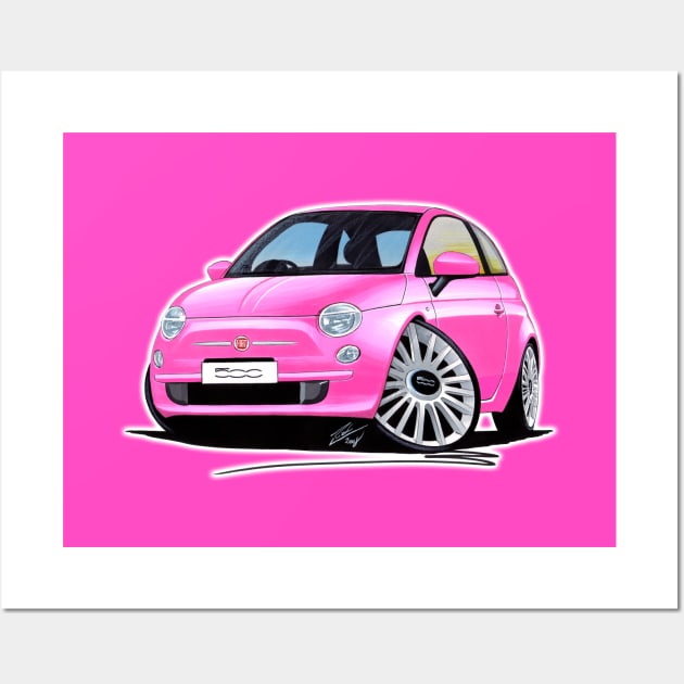 Fiat 500 Pink Wall Art by y30man5